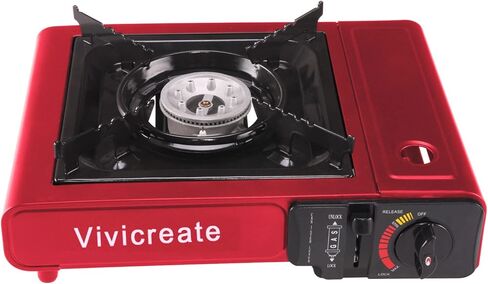 Vivicreate Portable Butane Stove 8500 BTU, Butane Stove with Auto Ignition for Camping, Lightweight Portable Gas Stove Burner with Safety Lock, Butane Burner, Estufa de Gas Portatil(Black) in Kuwait