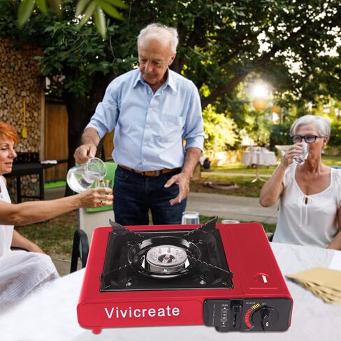Vivicreate Portable Butane Stove 8500 BTU, Butane Stove with Auto Ignition for Camping, Lightweight Portable Gas Stove Burner with Safety Lock, Butane Burner, Estufa de Gas Portatil(Black) in Kuwait