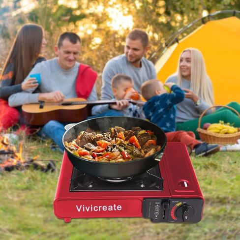 Vivicreate Portable Butane Stove 8500 BTU, Butane Stove with Auto Ignition for Camping, Lightweight Portable Gas Stove Burner with Safety Lock, Butane Burner, Estufa de Gas Portatil(Black) in Kuwait