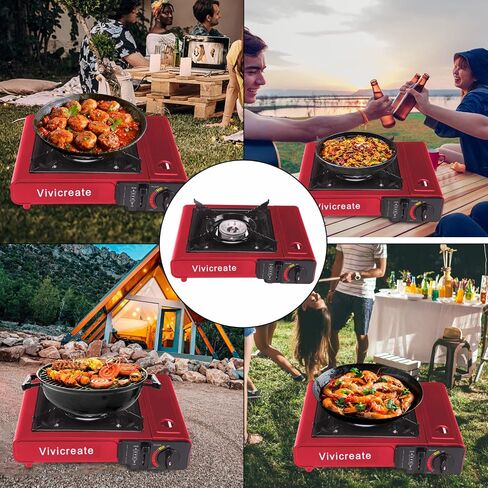 Vivicreate Portable Butane Stove 8500 BTU, Butane Stove with Auto Ignition for Camping, Lightweight Portable Gas Stove Burner with Safety Lock, Butane Burner, Estufa de Gas Portatil(Black) in Kuwait