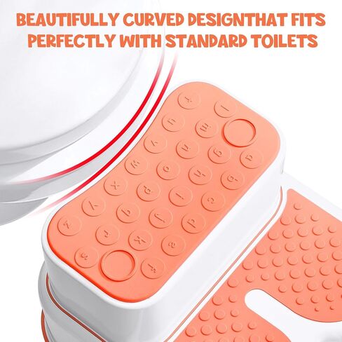 مقعد ACSTEP ذو خطوتين للأطفال، مقعد للأطفال الصغار لحوض الحمام، مقعد مرحاض مع شرائط مضادة للانزلاق، مساعد المطبخ - قوي وسهل التجميع، ارتفاع مثالي للأطفال باللون البرتقالي اليقطين in Kuwait