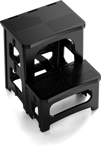 انكل وو مقعد قابل للطي للبالغين - ارتفاع قابل للتعديل، مانع للانزلاق، سعة 300 باوند - مسند درج محمول قابل للطي للمطبخ والحمام وغرفة النوم والمكتب والسيارة الترفيهية - اسود in Kuwait