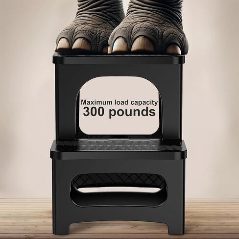 انكل وو مقعد قابل للطي للبالغين - ارتفاع قابل للتعديل، مانع للانزلاق، سعة 300 باوند - مسند درج محمول قابل للطي للمطبخ والحمام وغرفة النوم والمكتب والسيارة الترفيهية - اسود in Kuwait