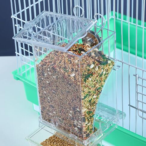 Kenond No Mess Bird Feeder Water Dispenser Set, Automatic Parrot Feeder Cage Accessories, Acrylic Parakeet Seed Food Feeder Drinker for Cage, Cockatiel Squirrel Finch in Kuwait