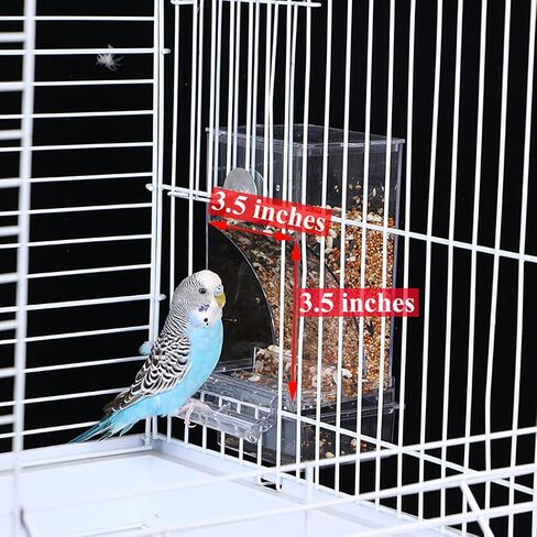 Kenond No Mess Bird Feeder Water Dispenser Set, Automatic Parrot Feeder Cage Accessories, Acrylic Parakeet Seed Food Feeder Drinker for Cage, Cockatiel Squirrel Finch in Kuwait