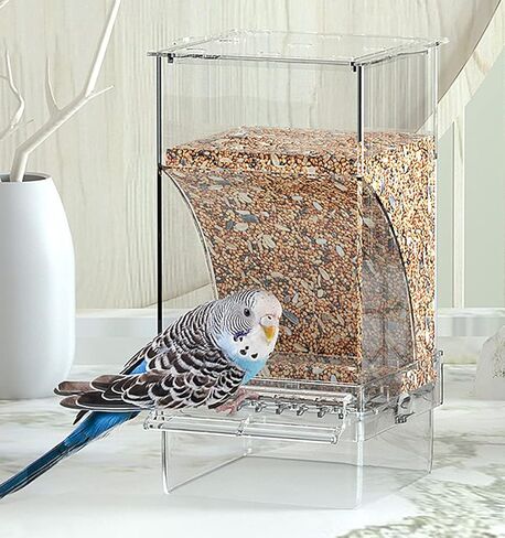 Kenond No Mess Bird Feeder Water Dispenser Set, Automatic Parrot Feeder Cage Accessories, Acrylic Parakeet Seed Food Feeder Drinker for Cage, Cockatiel Squirrel Finch in Kuwait