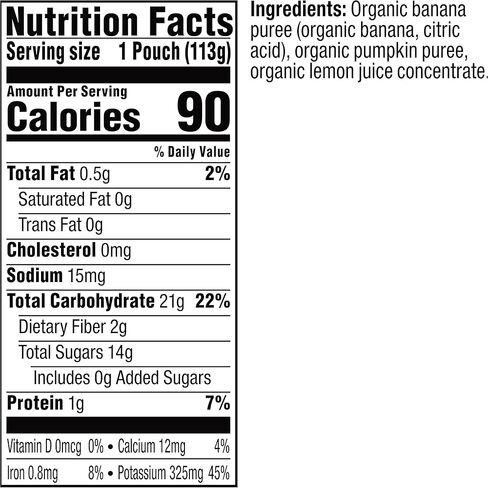 طعام الأطفال العضوي من بلوم أورجانيكس - المرحلة 2 - الموز والقرع - كيس 118 مل (عبوة من 6 قطع) - كيس أغذية الأطفال من الفواكه والخضروات العضوية in Kuwait