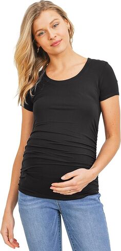 LaClef Women's Short Sleeve Side Ruched Modal Maternity Top in Saudi Arabia