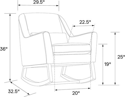 Little Seeds Sophie Mid-Century Rocker with Lumbar Pillow, Navy Blue Linen in Kuwait