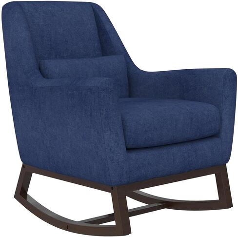 Little Seeds Sophie Mid-Century Rocker with Lumbar Pillow, Navy Blue Linen in Kuwait