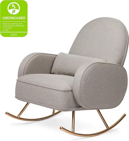 Nursery Works Compass Rocker in Black Velvet with Rose Gold Legs, Greenguard Gold and CertiPUR-US Certified in Saudi Arabia