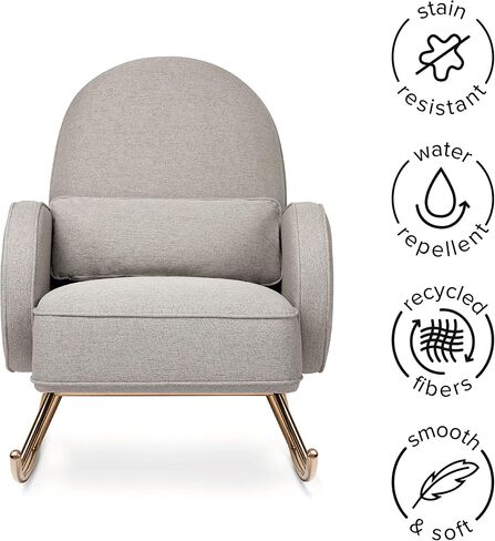 Nursery Works Compass Rocker in Black Velvet with Rose Gold Legs, Greenguard Gold and CertiPUR-US Certified in Saudi Arabia
