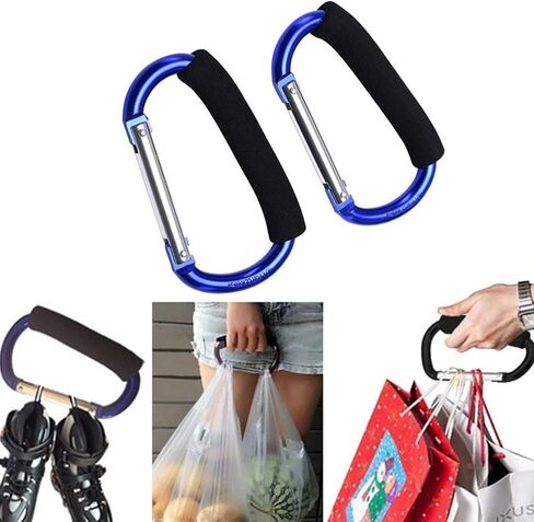 2 Packs Large Stroller Hooks, Aluminum Grocery Bag Handle Organizer Hook or Diaper Bags Holder- Black in Saudi Arabia