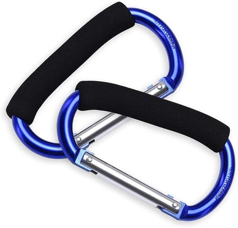 2 Packs Large Stroller Hooks, Aluminum Grocery Bag Handle Organizer Hook or Diaper Bags Holder- Black in Saudi Arabia