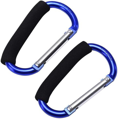 2 Packs Large Stroller Hooks, Aluminum Grocery Bag Handle Organizer Hook or Diaper Bags Holder- Black in Saudi Arabia