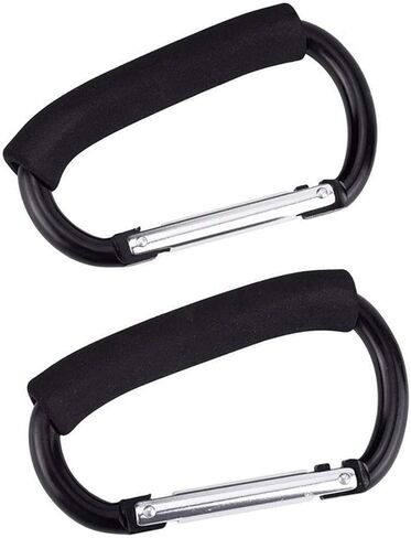 2 Packs Large Stroller Hooks, Aluminum Grocery Bag Handle Organizer Hook or Diaper Bags Holder- Black in Saudi Arabia