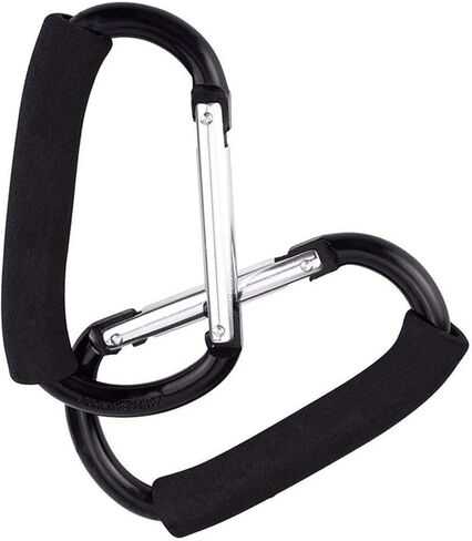 2 Packs Large Stroller Hooks, Aluminum Grocery Bag Handle Organizer Hook or Diaper Bags Holder- Black in Saudi Arabia