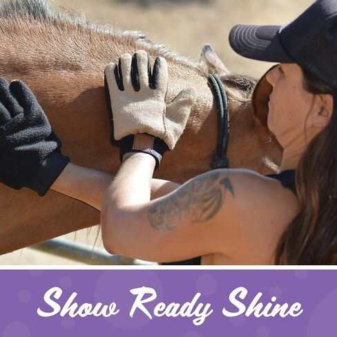 HandsOn Finishing Gloves - Pony & Horse Grooming Mits - Equestrian Horse Brush for Shining & Shedding Coat Care (Small/Medium, Pack of 1 Pair) in Kuwait
