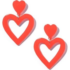 Heart Earrings Y2K Love Heart Big Hoop Cute Fun Dangle Earrings