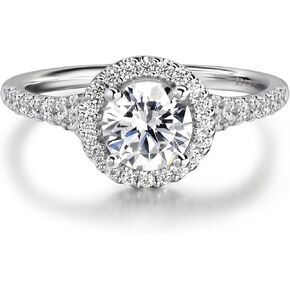 الكلاسيكية هالو 1ct 6.5 مللي متر الجولة الرائعة قص D اللون VVS مويسانيتي خواتم الخطبة للنساء خاتم مويسانيتي الفضة in Kuwait