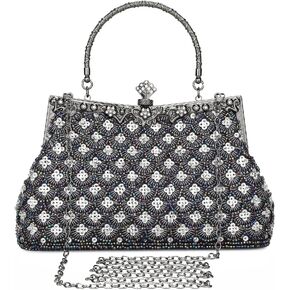 UBORSE Women Vintage Floral Beaded Rhinestone Embroidery Clutch Evening Handbag Wedding Party Purse Vintage Bags