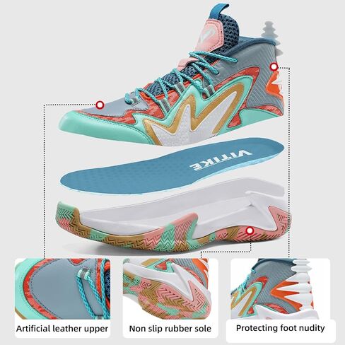 VITIKE Men's Air Cushioning Basketball Shoes Sneakers Men Breathable Mid Top Tennis Running Shoes Fashion Arch Support Team Training Shoes Non-Slip in Saudi Arabia