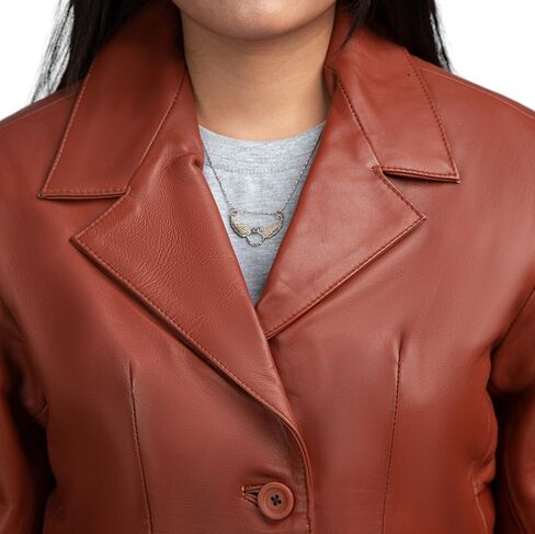 Schlau Classic 2 Women Leather Blazer -Lambskin jacket with Stylish Casual long Sleeves Coat Real Leather Jacket Women in Saudi Arabia