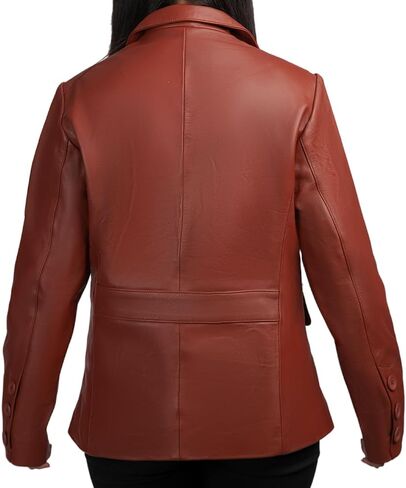 Schlau Classic 2 Women Leather Blazer -Lambskin jacket with Stylish Casual long Sleeves Coat Real Leather Jacket Women in Saudi Arabia