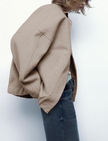 سترات Ailoqing النسائية كبيرة الحجم منفوخة من الصوف المخلوط بأزرار سفلية كاجوال وسترات معاطف ملابس خارجية in Kuwait