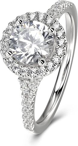 الكلاسيكية هالو 1ct 6.5 مللي متر الجولة الرائعة قص D اللون VVS مويسانيتي خواتم الخطبة للنساء خاتم مويسانيتي الفضة in Kuwait