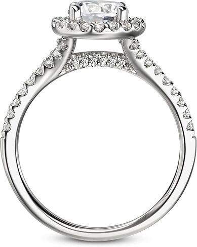 الكلاسيكية هالو 1ct 6.5 مللي متر الجولة الرائعة قص D اللون VVS مويسانيتي خواتم الخطبة للنساء خاتم مويسانيتي الفضة in Kuwait