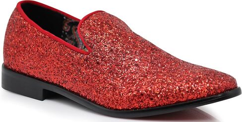SPK04 Men's Vintage Glitter Dress Loafers Slip On Shoes Classic Tuxedo Dress Shoes in Saudi Arabia