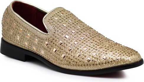 SPK11 Men's Vintage Fashion Rhinestone Designer Dress Loafers Slip On Shoes Classic Tuxedo Dress Shoes in Saudi Arabia
