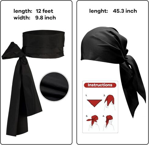 Keymall Pirate Costume Accessories 6 Pieces with Pirate Head Scarf Sash Bracelet Necklace Fake Nose Rings Pirate Hair Beads in Kuwait