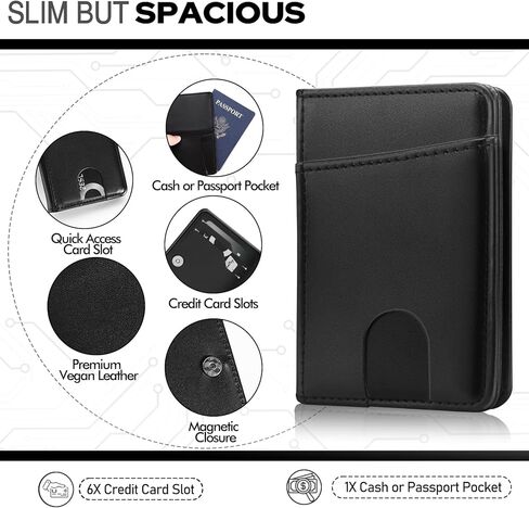 ايلاسند حامل جواز سفر، يمكن طيه الى تصميم محفظة بسيط. غطاء جواز سفر من الجلد مع بطانة حجب تقنية تحديد الهوية بموجات الراديو، اسود، حامل جواز سفر قابل للطي, أسود, حامل جواز سفر قابل للطي in Kuwait