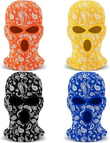 Panitay 4 قطع بيزلي محبوك 3 فتحات قناع التزلج بيزلي بالاكلافا قناع الوجه الشتوي بيزلي دافئ غطاء الوجه الكامل قناع الرياضة في الهواء الطلق للرجال والنساء in Kuwait