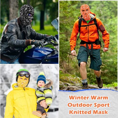 Panitay 4 قطع بيزلي محبوك 3 فتحات قناع التزلج بيزلي بالاكلافا قناع الوجه الشتوي بيزلي دافئ غطاء الوجه الكامل قناع الرياضة في الهواء الطلق للرجال والنساء in Kuwait