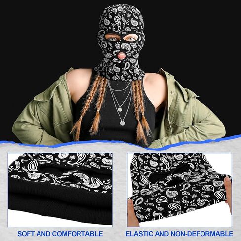 Panitay 4 قطع بيزلي محبوك 3 فتحات قناع التزلج بيزلي بالاكلافا قناع الوجه الشتوي بيزلي دافئ غطاء الوجه الكامل قناع الرياضة في الهواء الطلق للرجال والنساء in Kuwait