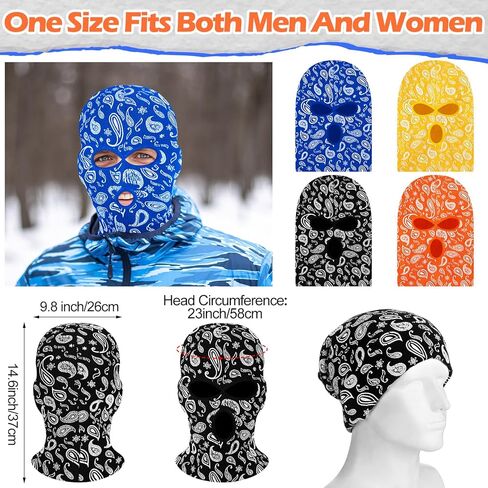 Panitay 4 قطع بيزلي محبوك 3 فتحات قناع التزلج بيزلي بالاكلافا قناع الوجه الشتوي بيزلي دافئ غطاء الوجه الكامل قناع الرياضة في الهواء الطلق للرجال والنساء in Kuwait