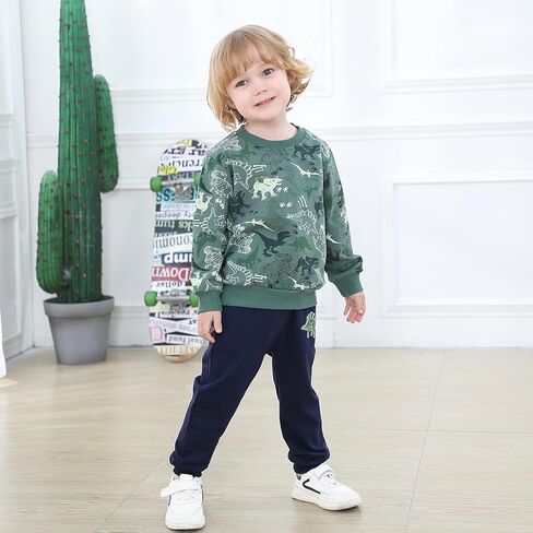 Volunboy Toddler Boys Clothes Sets Little Boy Clothing Long Sleeve Pullover Jogger Pants Kids 2 Pieces Outfits in Kuwait