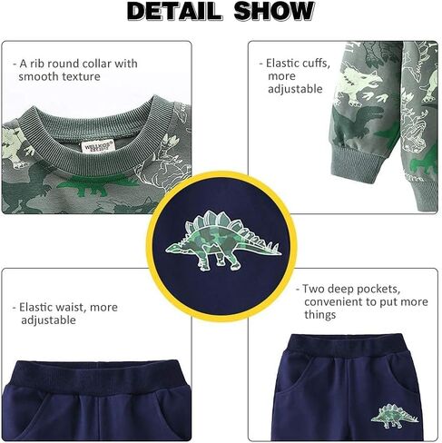 Volunboy Toddler Boys Clothes Sets Little Boy Clothing Long Sleeve Pullover Jogger Pants Kids 2 Pieces Outfits in Kuwait