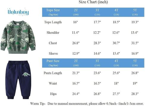 Volunboy Toddler Boys Clothes Sets Little Boy Clothing Long Sleeve Pullover Jogger Pants Kids 2 Pieces Outfits in Kuwait