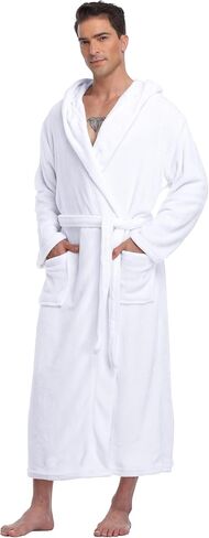 رداء حمام رجالي بغطاء للرأس من الصوف المخملي، رداء شتوي طويل دافئ وناعم، رداء سبا in Kuwait