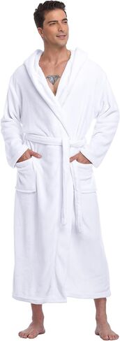 رداء حمام رجالي بغطاء للرأس من الصوف المخملي، رداء شتوي طويل دافئ وناعم، رداء سبا in Kuwait