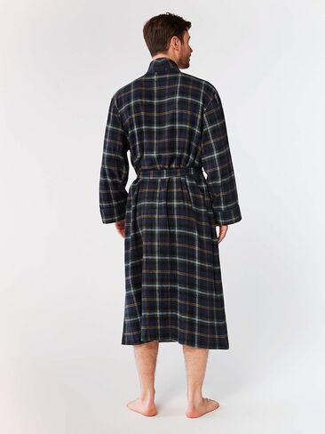 SIORO Mens Robe Flannel Cotton Plaid Bathrobe Soft Shawl Collar Loungewear in Kuwait