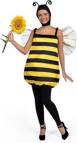 Spooktacular Creations Bumble Bee Costume for Women, Black and Yellow Bee One-Piece Hood Costume in Saudi Arabia