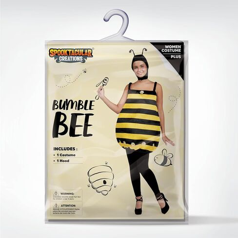 Spooktacular Creations Bumble Bee Costume for Women, Black and Yellow Bee One-Piece Hood Costume in Saudi Arabia