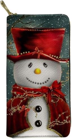 HUGS IDEA Women's Long Wallet Christmas Snowman Pattern Large Capacity Pu Leather Purse Clutch Bag Card Holder in Saudi Arabia