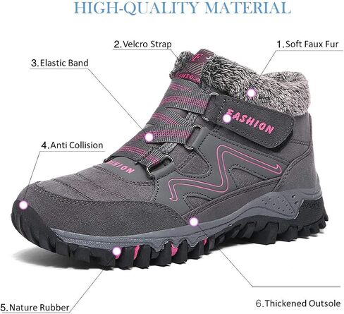 MAIZUN Womens Snow Boots Anti-slip Fur Lined Ankle Booties Warm Slip On Walking Winter Boots Outdoor Hiking Sneakers. in Kuwait
