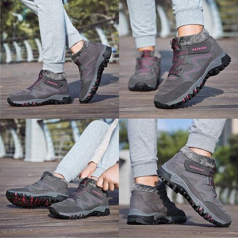 MAIZUN Womens Snow Boots Anti-slip Fur Lined Ankle Booties Warm Slip On Walking Winter Boots Outdoor Hiking Sneakers. in Kuwait